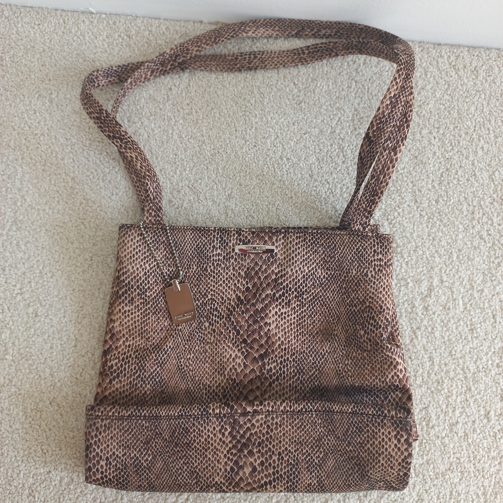 Nine West Faux Leather Brown Snakeskin Pattern Medium Size Women's Bag